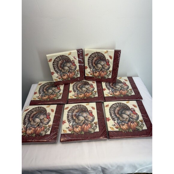 PACK OF 160 Christmas Napkins Timeless Turkey 2 Ply Dinner Paper Napkin USA MADE - Picture 2 of 4
